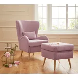Home Affaire Ohrensessel Sallito Polyester 76 x 109 x 85 cm Rosa mit Hocker