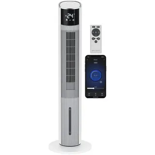 Brandson Ventilatorkombigerät mobiler Luftkühler mit Wasserkühlung, 3,5L Wassertank, Klimagerät, 60W, WIFI Luftbefeuchter, Verdunstungskühler, ECO DC-Motor, Turmventilator weiß