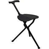 Queralto Gehstock mit Sitz 3 Beine belastbar bis 100 kg Aluminium Schwarz