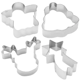 GRUSS & CO Ausstecher-Set Motiv "Plätzchen" | Geschenkset mit 4 Ausstechformen, Engel, Stern, Rentier, Glocke | Backformen, Plätzchen backen | 51132