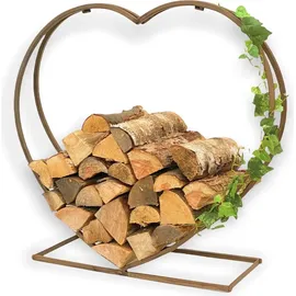 DanDiBo Ambiente Kaminholzregal Innen Metall Herz Kaminholzständer 2013221 XL 78 cm Holzkorb Kaminholzhalter Holzregal Feuerholzhalter Deko