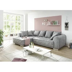 Ecksofa ED EXCITING DESIGN "Sentina L-Form", grau, B:319cm H:73cm T:194cm, 100% Polyester, Sofas, mit Rückenkissen