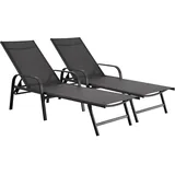 Habitat et Jardin Sonnenliege 2er-Set 200 x 60 x 80 cm Grau