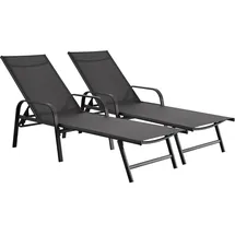 Habitat et Jardin Sonnenliege 2er-Set 200 x 60 x 80 cm Grau