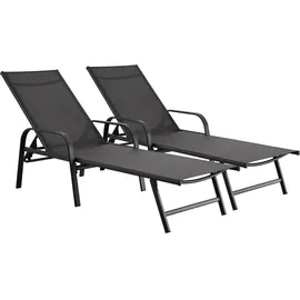 Habitat et Jardin Sonnenliege 2er-Set 200 x 60 x 80 cm Grau