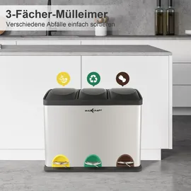 MAXCRAFT Mülleimer 54 l Silber