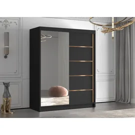 Mirjan24 Schiebetürenschrank Flavio III 150 x 200 x 58 cm Schwarz