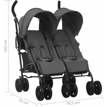vidaXL Geschwisterwagen anthrazit