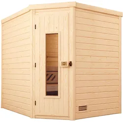 Sauna WEKA "Massivholzsauna TURKU 2", beige (natur), Saunaofen, integrierte Steuerung, 9 kW, Saunen, Blockbohlen, isoliert Holztür