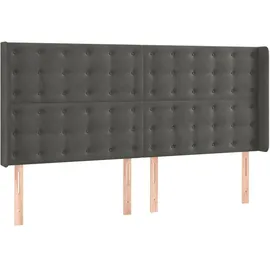 vidaXL LED Kopfteil Dunkelgrau 183x16x118/128 cm Samt