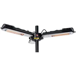 SUNRED® Bright Parasol 2000 Watt, Schirm-Heizstrahler, 3 Auslegern, zusammenfaltbar, schwarz-silber