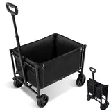 Tolletour Bollerwagen Faltbar, Handwagen Für Strand Camping Einkauf, Transportwagen, Gartenwagen, Faltbollerwagen, Klappbollerwagen Bis 80kg Seitlich Aufklappbar