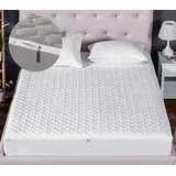 LIVEINU 360 Grad Rundumschutz Matratzenschoner mit Zweiseitigem Reißverschluss Gesteppt Anti-Allergisch Unterbetten Maschinenwaschbar Matratzenauflage Matratzenschutz Weiß 180x200cm + Höhe 25cm