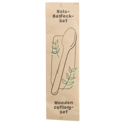 greenbox - Holz-Besteck-Sets Löffel & Serviette, 16 cm, biobeschichtet, 500 St.