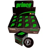 Prince Rebel Yellow Dot Squashball-box - Black / Green - 12 Kugeln