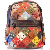 KMISSO City Backpack Patchwork Rucksack Rot
