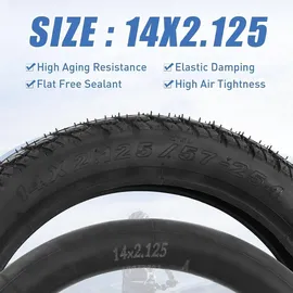 luxuskollektion 2er-Pack 14 Zoll E-Bike Reifen 14x2.125 Mantel Schlauch AV32mm Ventil
