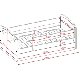les tendances Kinderbett Julia 80 x 160 cm Holzwerkstoff lackiert weiß
