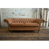 JVmoebel Chesterfield-Sofa Sofa 3 Sitzer Couch Chesterfield Polster Sitz Leder Braun, Made in Europa braun
