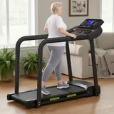Walking Pad für Senioren, Klappbares Laufband mit Haltegriff & App, Elektrisches Laufband bis 135kg, Gelenkschonend & Leise mit LED-Display (135.5 x 65 x 110 cm)