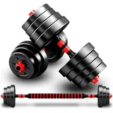 luxuskollektion Kurzhanteln Verstellbar 2er Set 10 kg / 15 kg Schwarz / Rot
