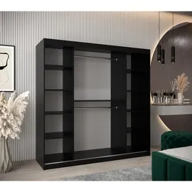 abiks möbel Schwebetürenschrank MONACO 200 x 200 x 62 cm Schwarz