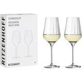 Ritzenhoff & Breker RITZENHOFF 3671002 Weißweinglas Set 300 ml – Serie Sternschliff Nr. 2 – 2 Stück – mit Relieflinie – Made in Germany