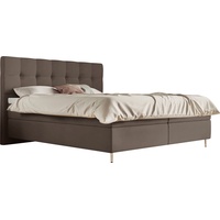 Boxspringbett SCHLARAFFIA "Aida" Komplettbetten Gr. Kunstleder LEATHERLOOK, Liegefläche B/L: 180 cm x 200 cm, H3 + H4, 7-Zonen-Tonnentaschen-Federkernmatratze, grau (taupe) Bettkasten Boxspringbetten ohne