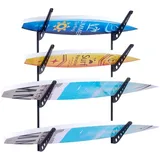 Vevor Surfbrett-Wandhalterung (4 Ebenen) horizontales Surfbrett-Rack Aufhänger zur Aufbewahrung & Präsentation, höhenverstellbarer Organizer für Kiteboards Shortboards Skier Snowboards Schwarz