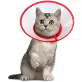 Vivifying Haustier Halskrause, Verstellbar von 14,5-20,3 cm Leichtgewicht Schutzkragen für Welpen, Kleine Hunde und Katzen (Red-M)