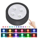 Jibenhome LED Unterbauleuchte RGB LED Schranklicht Akku mit Fernbedienung, 13 Farbwechsel Nachtlicht, Schrankleuchten Kabinett Beleuchtung für Schlafzimmer, Kleiderschrank schwarz Nur-1-Licht