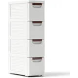 GIANTEX Nischenschrank Nischenregal 19 cm breit, Nischenwagen auf Rollen, Schmaler Rollschrank Rollwagen mit 4 Schubladen, Badschrank Badrollwagen kleiner Schubladenschrank Toilettenschrank für Bad