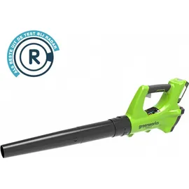 Greenworks G24ABK2 Axial Akku Laubbläser, 156 km/h, 4,27 m3/min, 24V 2Ah Batterie & Ladegerät,