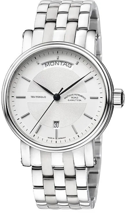 Mühle-Glashütte Herrenuhr Teutonia II Tag/Datum M1-33-65 MB - silber