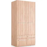 priess Kleiderschrank Schrank Garderobe Wäscheschrank Barcelona in 5 Breiten viel Stauraum, geräumige Schubkästen, mit Spiegel, MADE IN GERMANY braun 94 cm x 193 cm x 54 cm