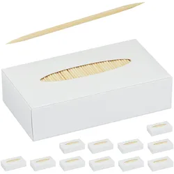 Relaxdays Zahnstocher 12000er Set, Holz, 6,5 cm, Holzspieße für Zahnhygiene, Fingerfood & Basteln, Zahnhölzer, natur