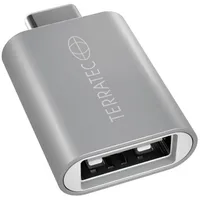 Terratec USB-C auf USB-A Adapter 2,00 m Grau/Silber