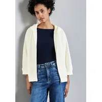 STREET ONE Damen A322804 Silk-Look Hoodie Jacke, Off White,