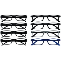 Die Lesebrille Unternehmen Schwarz Leicht Komfortables Leser Wert 4er-Pack +2 & Die Lesebrille Unternehmen Schwarz Matt Grau Marineblau Leser Wert 4er-Pack Herren Damen Federscharniere RRRR17-1173 +1