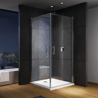 IMPTS Duschkabine Duschtür 80 x 80 x 195 cm Doppelt Schwingtüre Doppeltür Glas Dusche für Eckeinstieg aus 6mm ESG NANO Glas,OHNE Duschwanne
