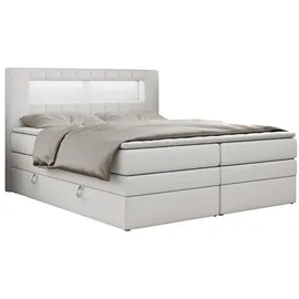 MKS Meble Boxspringbett Weiß, Textil, 2-Sitzer, H4, Rechteckig, 140x200 cm, Schlafzimmer, Betten, Boxspringbetten