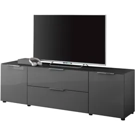 HBZ Stella Trading TV-Lowboard Santorin in Anthrazit, TV - TV Schrank für TV bis 65 Zoll mit viel Stauraum für Ihr Wohnzimmer - 180 x 55 x 40 cm (B/H/T)
