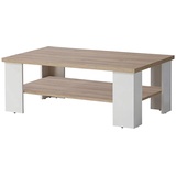 Forte Elara Couchtisch mit Ablage, Holzwerkstoff, Weiß Matt / Bianco Eiche, 107 x 42,8 x 67 cm