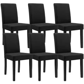 [en.casa] Esstisch Eiche weiß mit 6 Stühlen schwarz Kunstleder gepolstert 140x90 Essgruppe Esszimmer - Schwarz