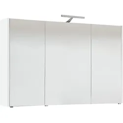 Spiegelschrank mit Beleuchtung, weiß Hochglanz, 3 Türen, 1050 x 750 x 188 mm