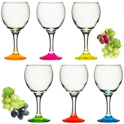 PLATINUX Weinglas Trinkgläser bunt, Glas, Weingläser mit buntem Stiel Getränkeglas Wasserglas Weißweingläser bunt