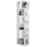 Stella Trading Eckregal in Weiß - Platzsparendes Standregal mit 6 offenen Fächern für Wohnzimmer, Jugendzimmer oder Flur - 38 x 186 x 38 cm (B/H/T)