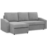 mebligo Ecksofa mit Schlaffunktion, Cord - Grau - Grau
