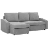 mebligo Ecksofa mit Schlaffunktion, Cord - Grau - Grau