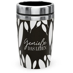La Vida Thermobecher Thermobecher Thermokaffeebecher To Go 240ml la vida „Genieße das, Material: Edelstahl schwarz|weiß